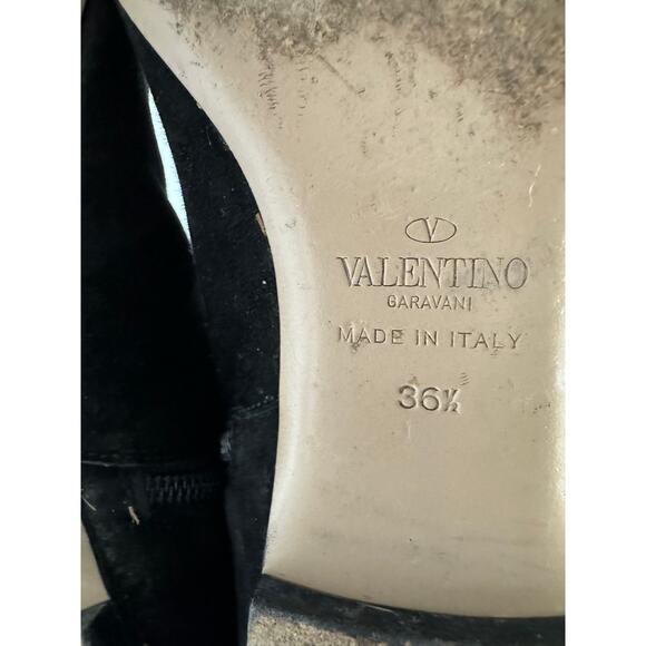 Valentino Garavani Italian Soft Suede Tall Boots Bow Detail 36 1/2 US 6 - Picture 2 of 12